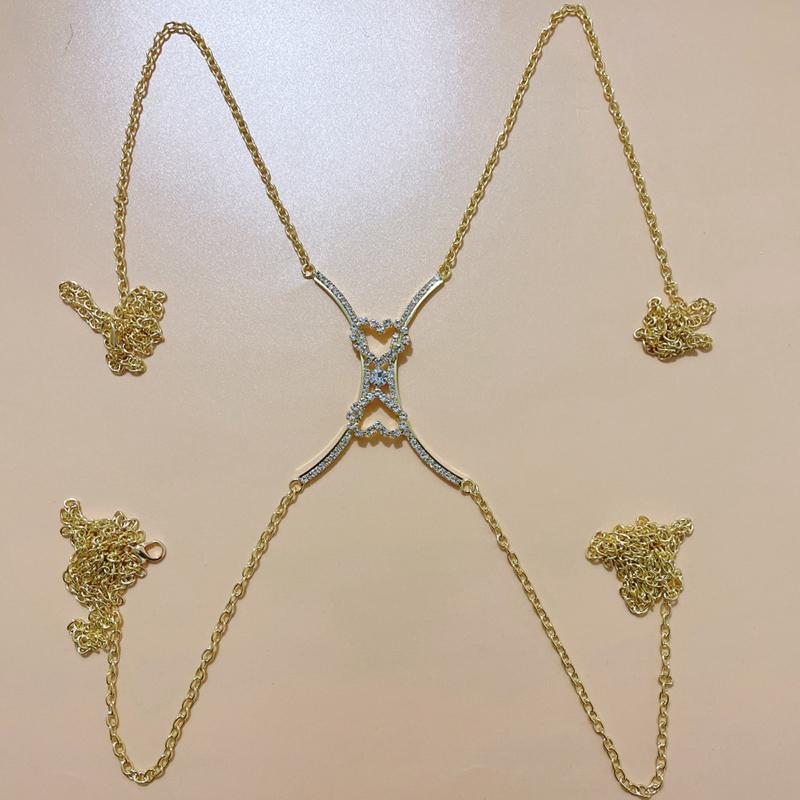 Bra Chain Rhinestones Body Jewelry For Women Sexy Bra Luxury Heart Crystal Chest Bra Chain Body Chain Necklace Jewelr