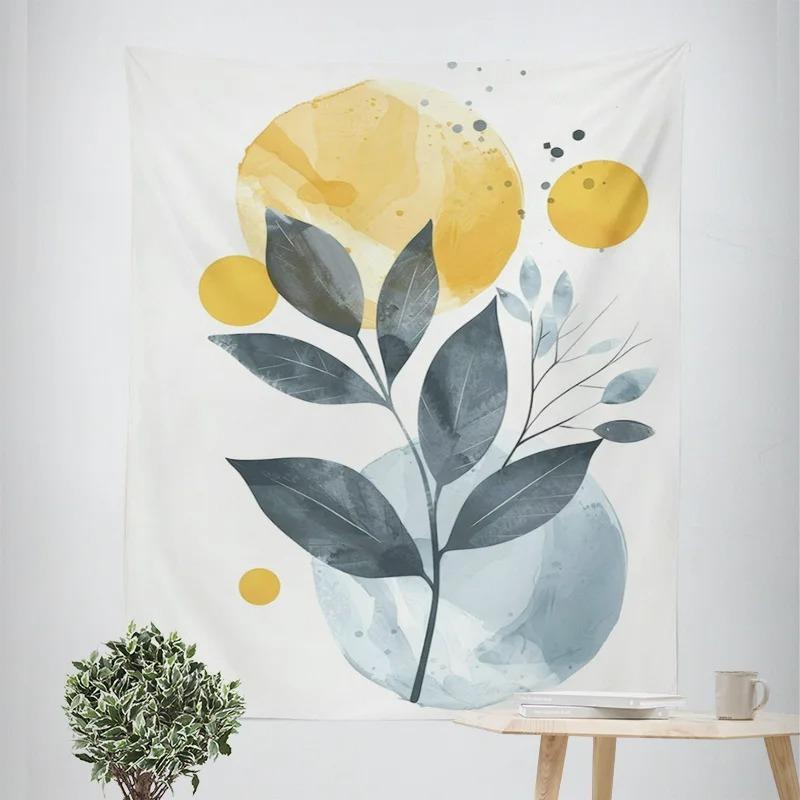 ins style abstract plant illustration tapestry Morandi bedroom decorative cloth cafe art background wall cloth