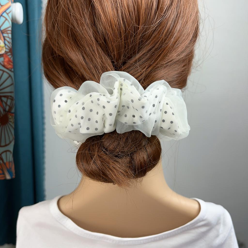 Doppellagige Organza Scrunchies Elastische Haarbänder Damen Mädchen Süßer Druck Pferdeschwanzhalter Haargummis Haaraccessoires Mode