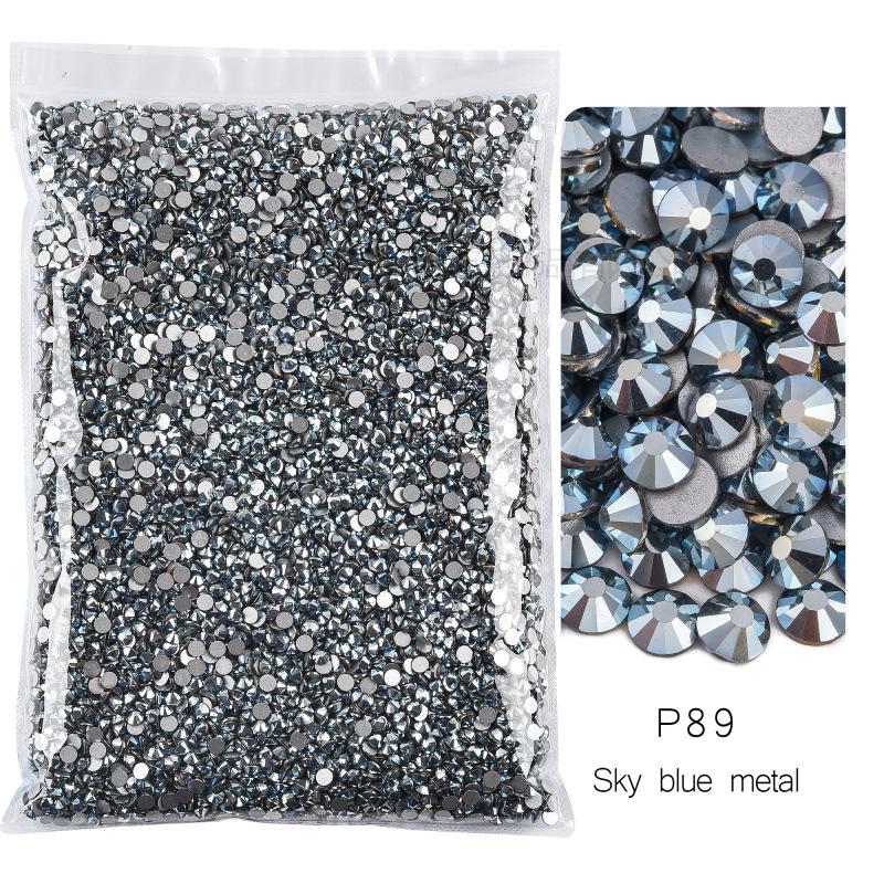 P72-180 Glass Nail Art Large Bag Flat Bottom Diamond, Silver Plated Diy Diamond Jewelry Accessories Mobile Phone Case Rhinestone Accessories