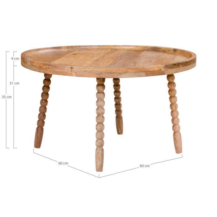 Mango Wood Coffee Table Ø 60 X 35 Cm