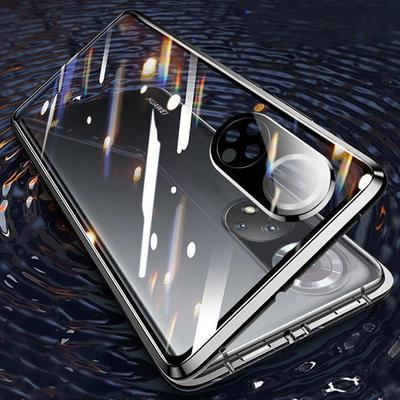 360 Manyetik Metal Tampon Durumda Huawei Pura 70 P60 P50 Pro Onur 90 80 70 Mate 60 50 Tam Lens Koruyucu Temperli Cam Telefon Kapağı