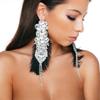 Cercei cu pene Cercei de înaltă calitate cu franjuri de diamant Accesorii pentru banchet Cercei pentru femei