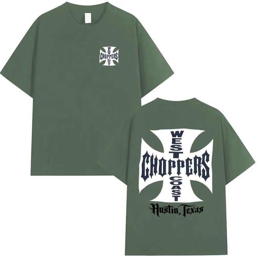 West Coast Choppers Pop Grafické Tričko Letní Vysoce Kvalitní Tričko Pánské Bavlněné Ležérní Krátký Rukáv Kulatý Výstřih Y2K Tričko Streetwear