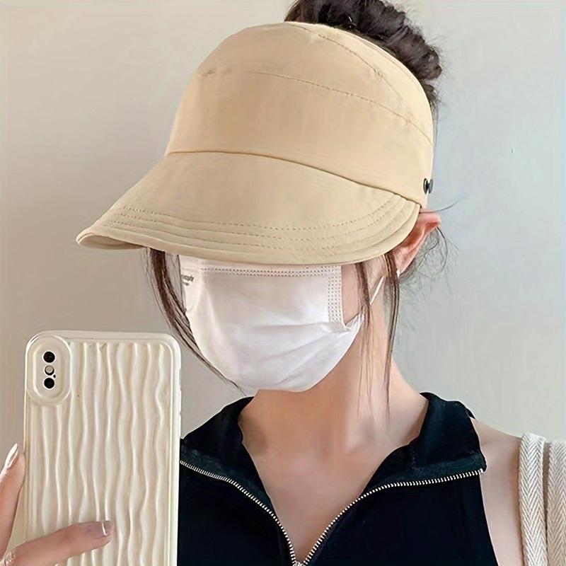 1pc Women's Quick-Dry Sun Hat with Adjustable Ponytail Hole, Elastic Breathable Snap Closure Face Outdoor Sports Cap for Cycling, Hiking, Beach