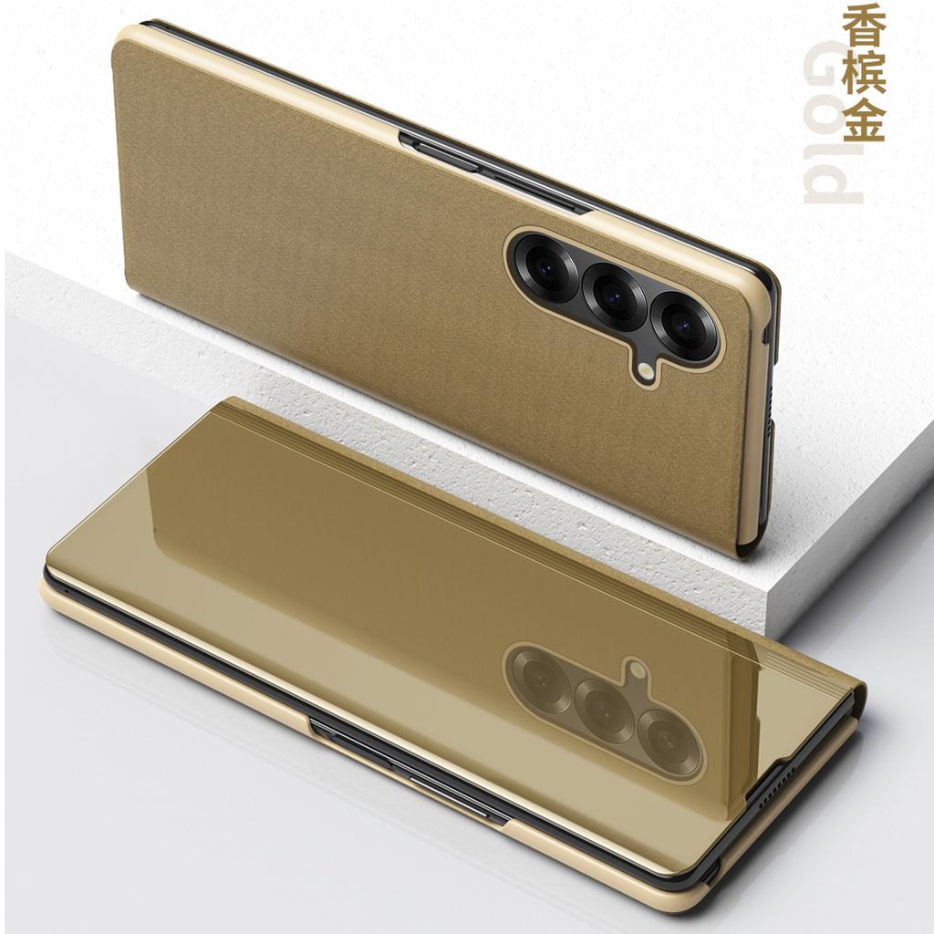Luxus vertikaler Spiegelständer Klare Schutz-Smart-Hülle für Samsung Galaxy Z Fold 7 6 5 4 3 Schlanke stoßfeste Kunststoff-Handyhülle