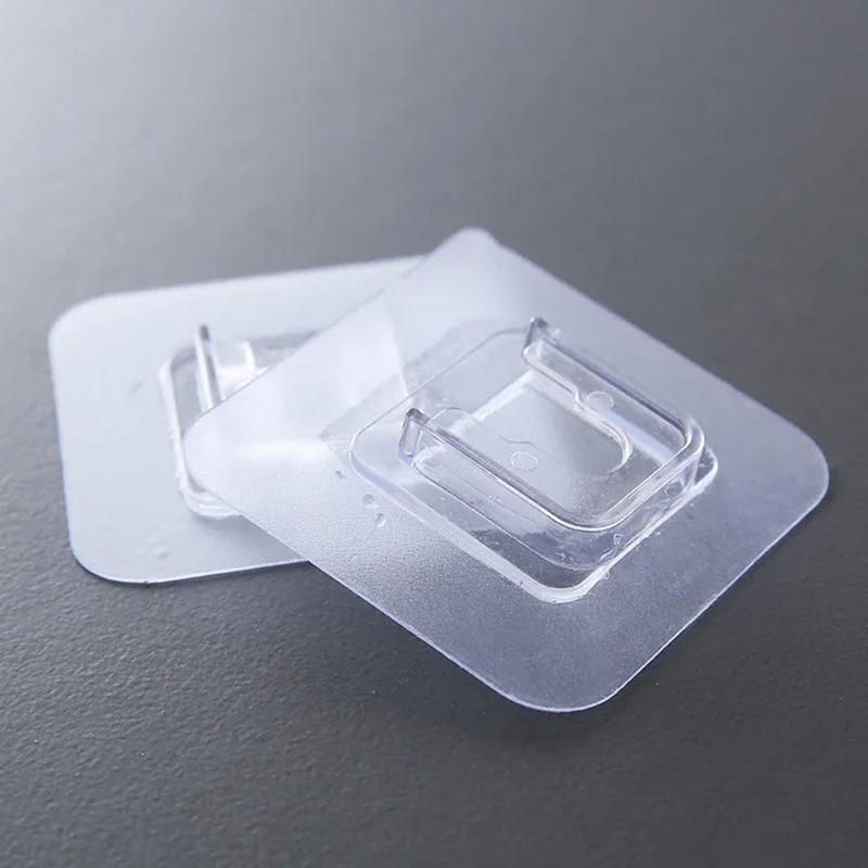 10/20pcs Wall Adhesive Hooks Transparent Wire Shelf Rack Hook Waterproof Adhesive Stickers Holder Hanging Hooks Organizer
