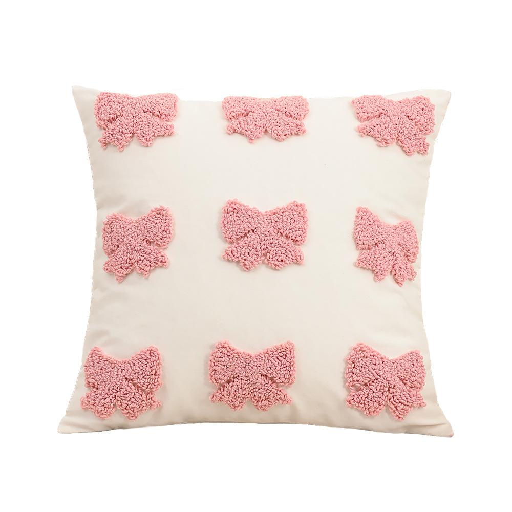 Embroidered Love Cute Sofa Pillowcase Valentine's Day Tufted Velvet Cotton Pillow Cover Letter Pink Throw Cushion Covers 45x45