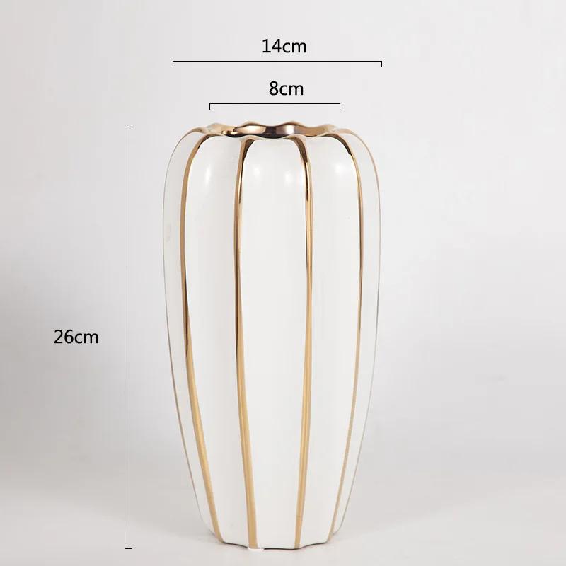 Luxury and High-end Gold Painted Ceramic Vase Flower Arrangement Simulation Living Room Decoration Home Decoration TV Cabin
