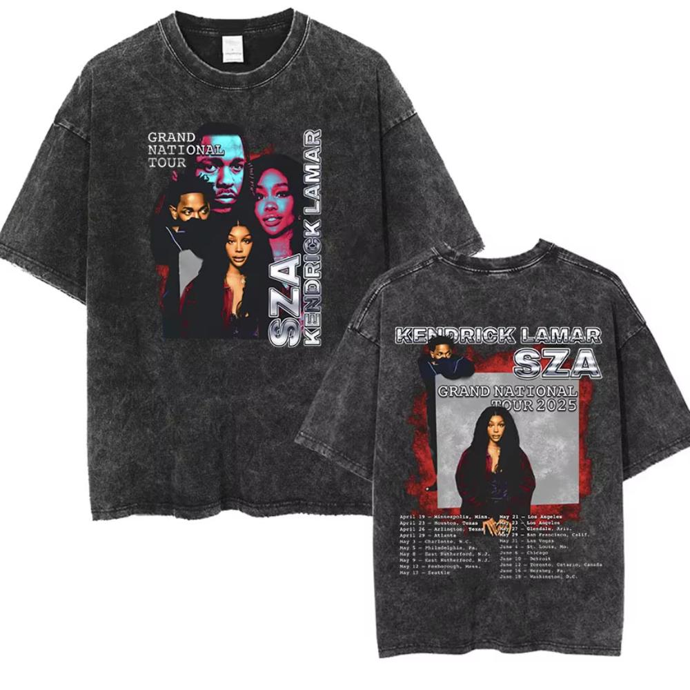 Kendrick Lamar They Not Like Us Tour Merch TShirt Mens Vintage Washed Short Sleeve T Shirts Hip Hop Gothic Cotton T Shirt
