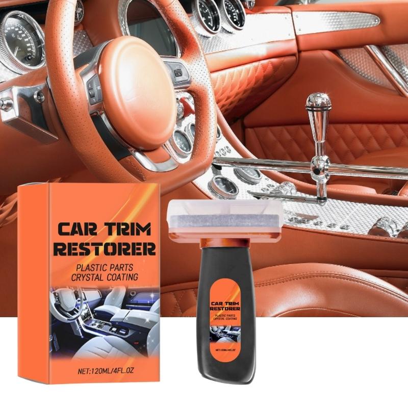 Interior Plastic Restorer for Cars, 120 mL Trim Care Bottle for Dashboard Cleanup, Door Panels, Center Console Cleanup, and Routine Detailing
