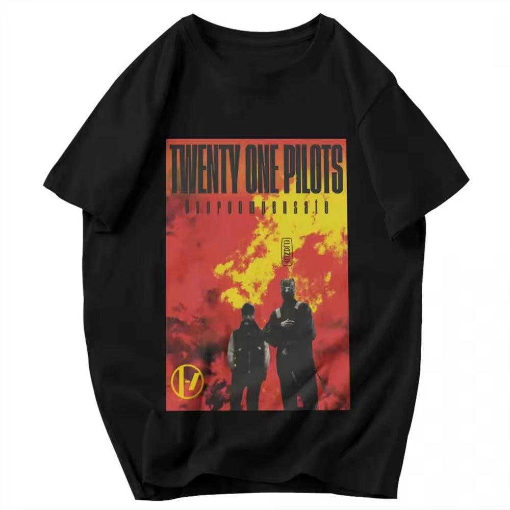 

Twenty One Pilots Unique Y2K Graphic Men Clothing New in Top & Tees Mens short sleeve Round Neck Printing Pullover T-Shirts -... S