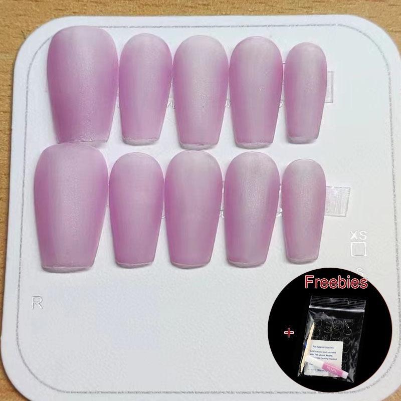 100% HANDMADE Almond Shape Artificial Nail Art Purple Aurora Cat Eyes Full Cat Eyes Matte Frosted Minimalist Nails Reusable and Removable Fake Nails