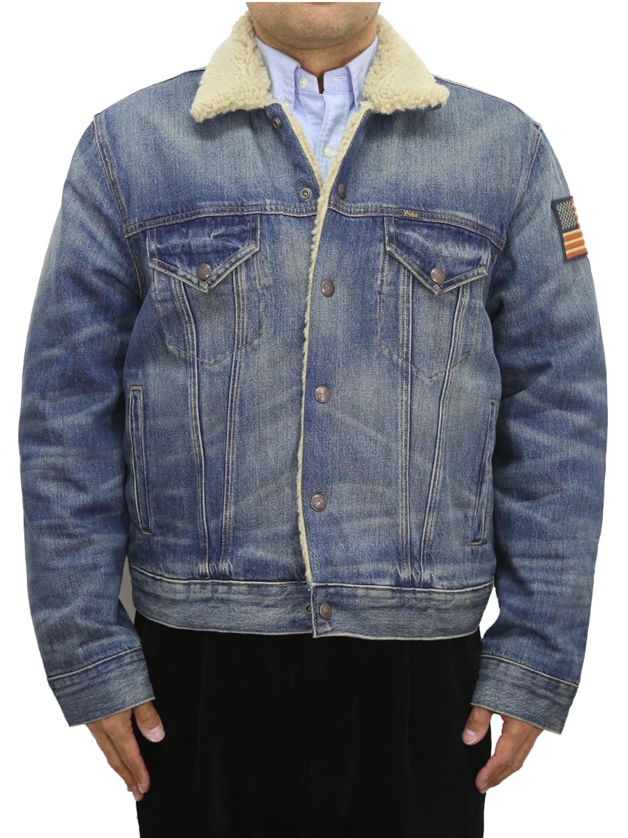 

POLO RALPH LAUREN Джинсовая куртка-боа с флагом на рукаве Размер Синий Мужской Нашивка, XL, (Код продукта 01010051) синий