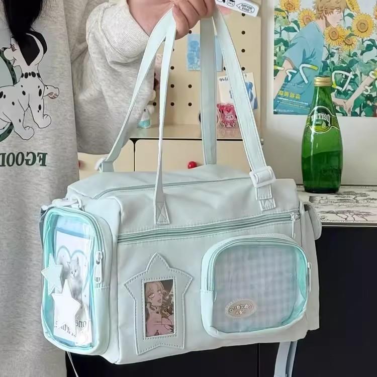 

New Y2K Cute Ita Shoulder Bag Ins Girl Transparent Bag Large Capacity Comic Exhibition Crossbody Bag DIY Display Travel Handbags 35x20x15cm