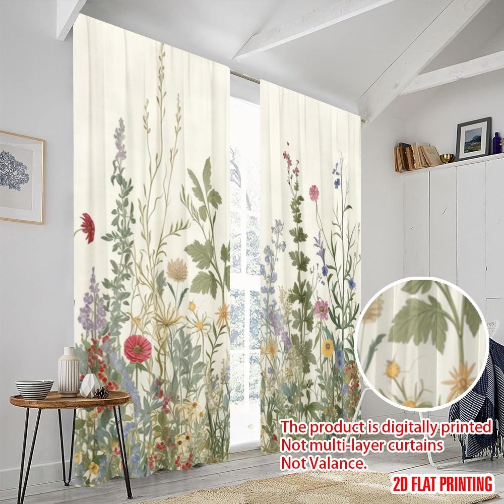 2 Stück, 2D-Flachdruck Beliebte Vorhänge Wildblumengarten Vielseitiger Polyesterstoff (ohne Stange) Außendekorationen für