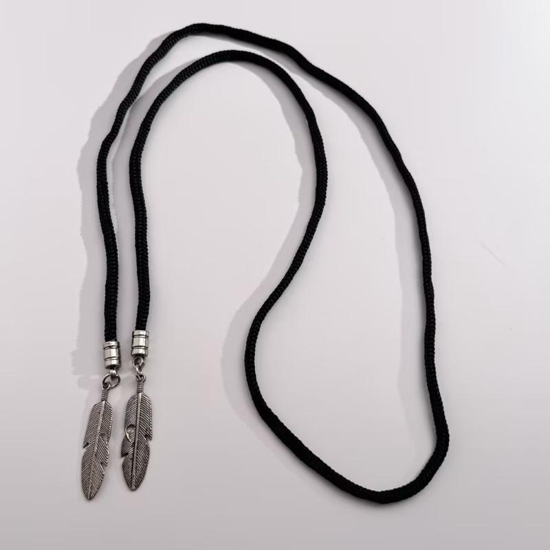 Punk Bolo Tie Cowboy Feathers Feathers Necktie Necklace Semi-finished Accessory