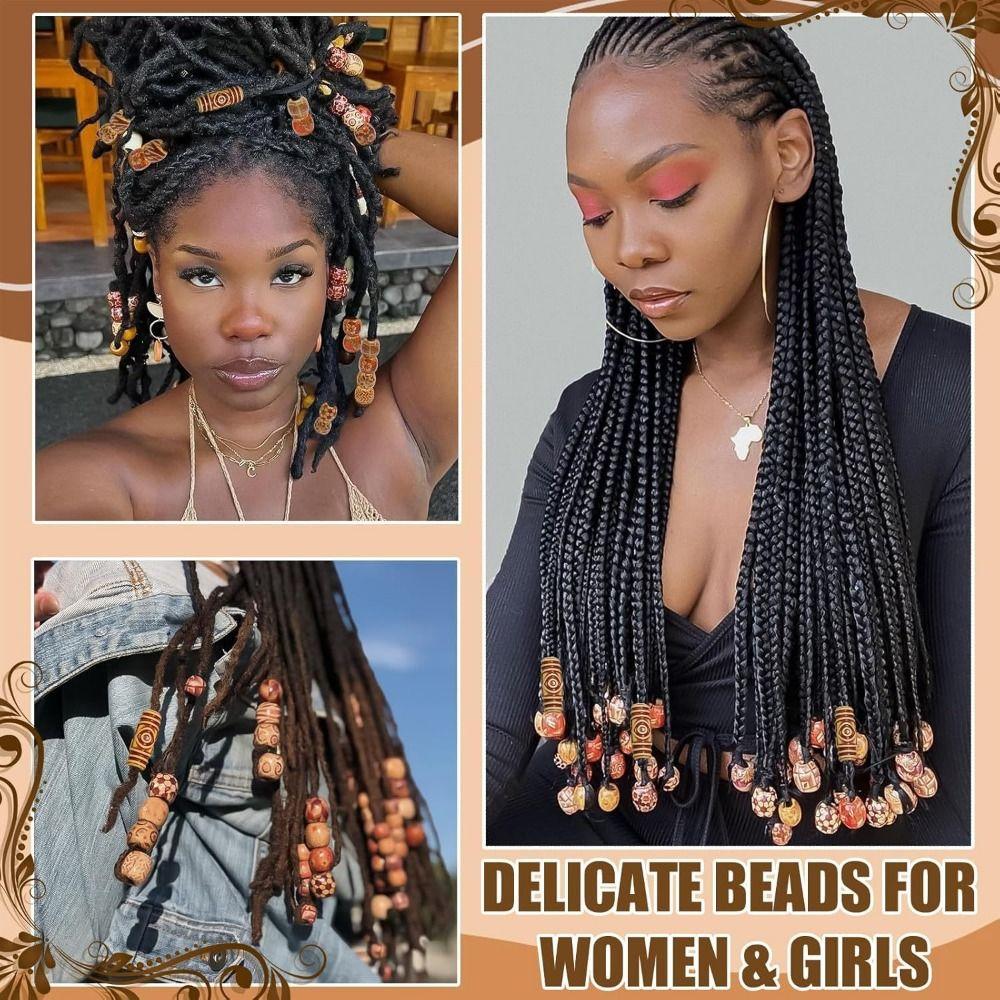 60 Stück Gemischte Farbe Dreadlock Haarperlen Kopfschmuck Flechtperlen Haaraccessoires