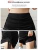 Adjustable Drawstring Black Pleated Bodycon Skirt for Women - Slimming High Waist Summer Midi Skirt 2025