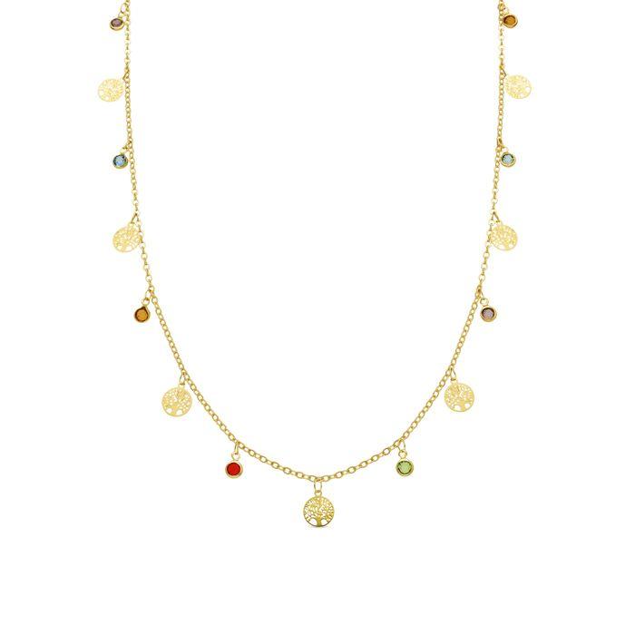 Collier - LUXENTER - Shapio - Argent 925 - Or jaune 18k - Zircon cubique multicolore