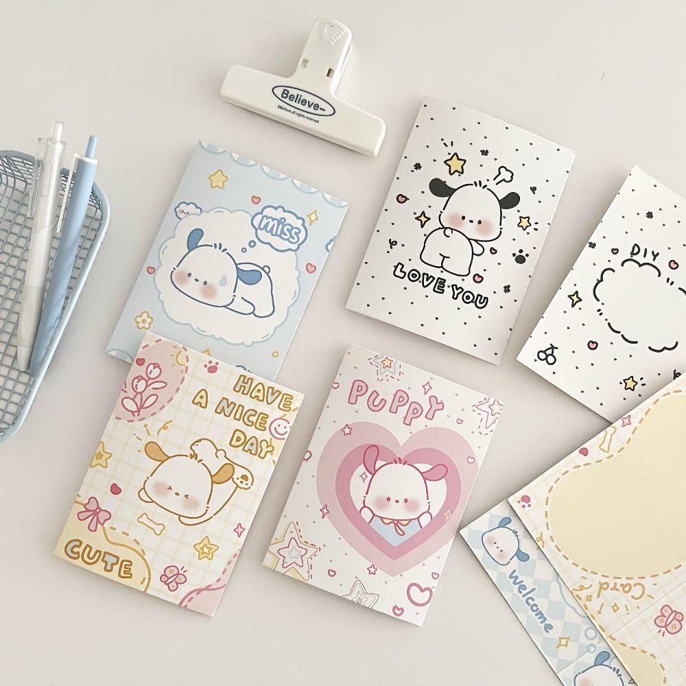 

10pcs Dog Small Card Packaging Fold Paper Cartoon Folding Cards Message розовый