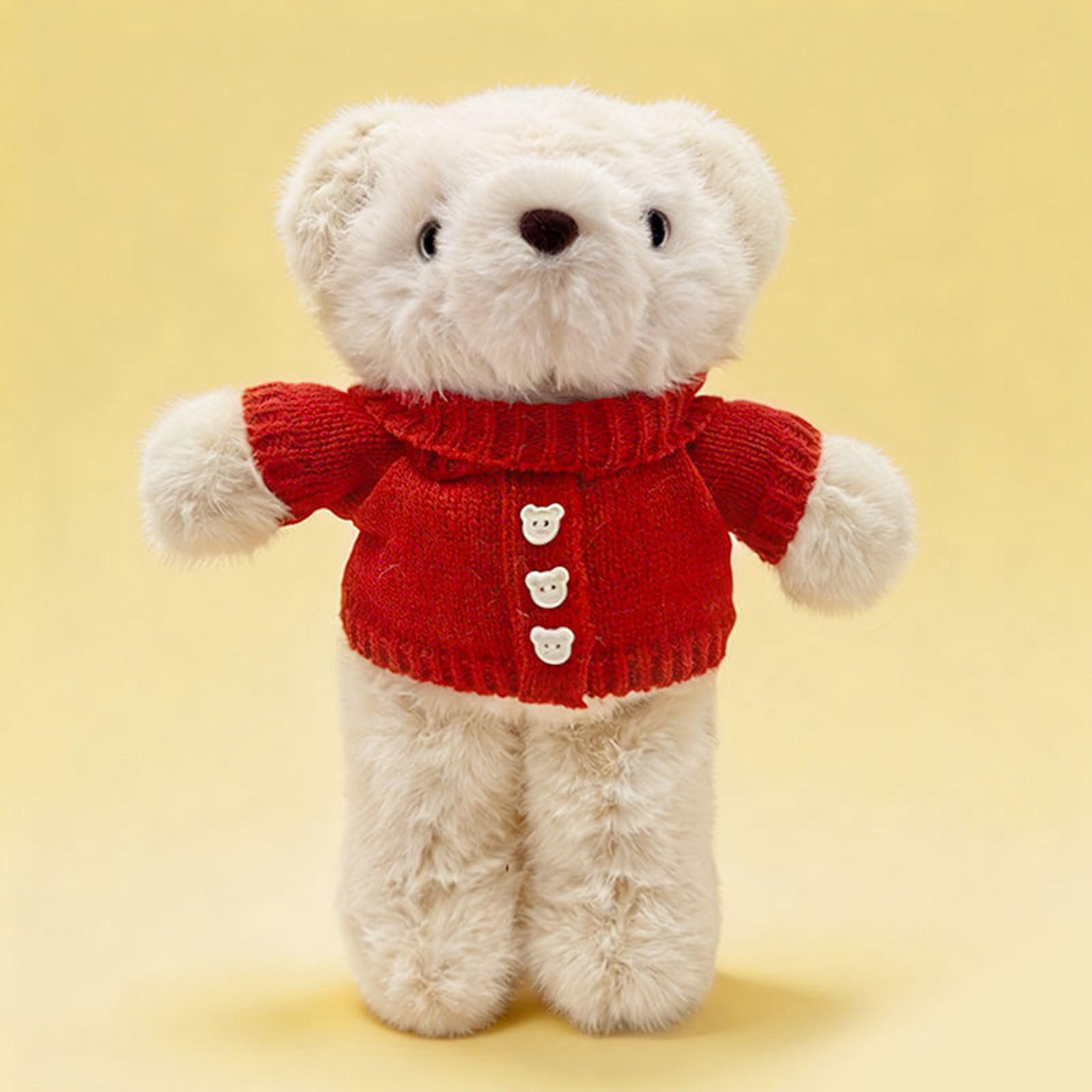 

Plush Stuffed Bear Toy with Knitted Sweater Soft Cuddly Animal Doll Suitable for Children and Collectors Gift