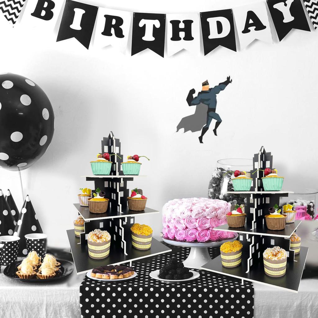 City Skyscraper Cupcake Stand 3 Tier Cake Party Supplies Building Cupcake Stand for Birthday Table Decor City Themed Parties