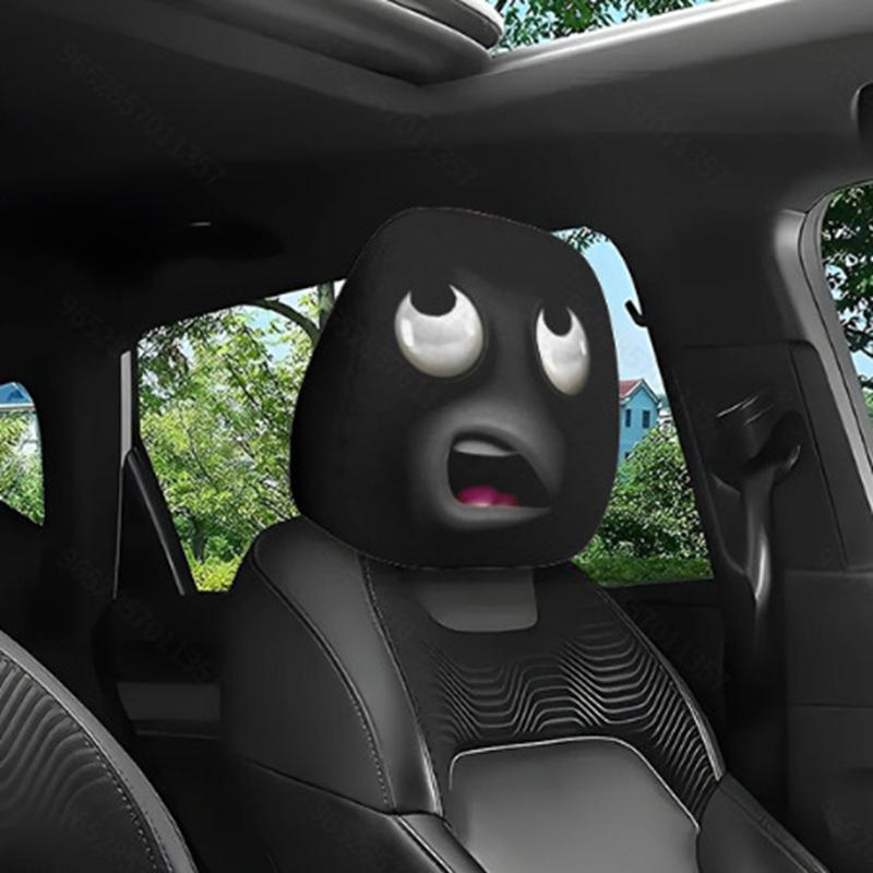 2PCS Car Headrest Covers Double-Sided Cute Funny Cartoon Eyes Car Seat Head Rest Protector for Auto Front Seat Rest Decoration