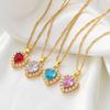 Anniyo Heart Charm Pendant Necklaces Women Girl Gold Color CZ Stone Necklace Jewelry African Arab Middle East #001537