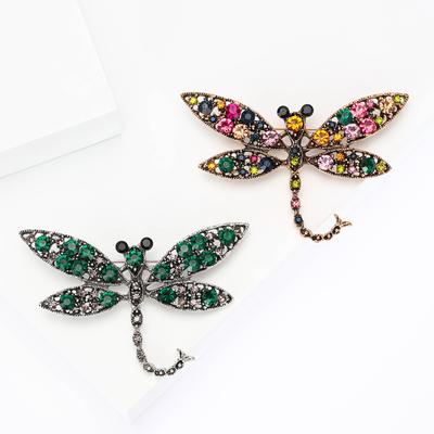 Retro Rhinestone Hollow Dragonfly Brooch Literary And Simple Temperament Women'S Clothing Corsage Jewelry Pin