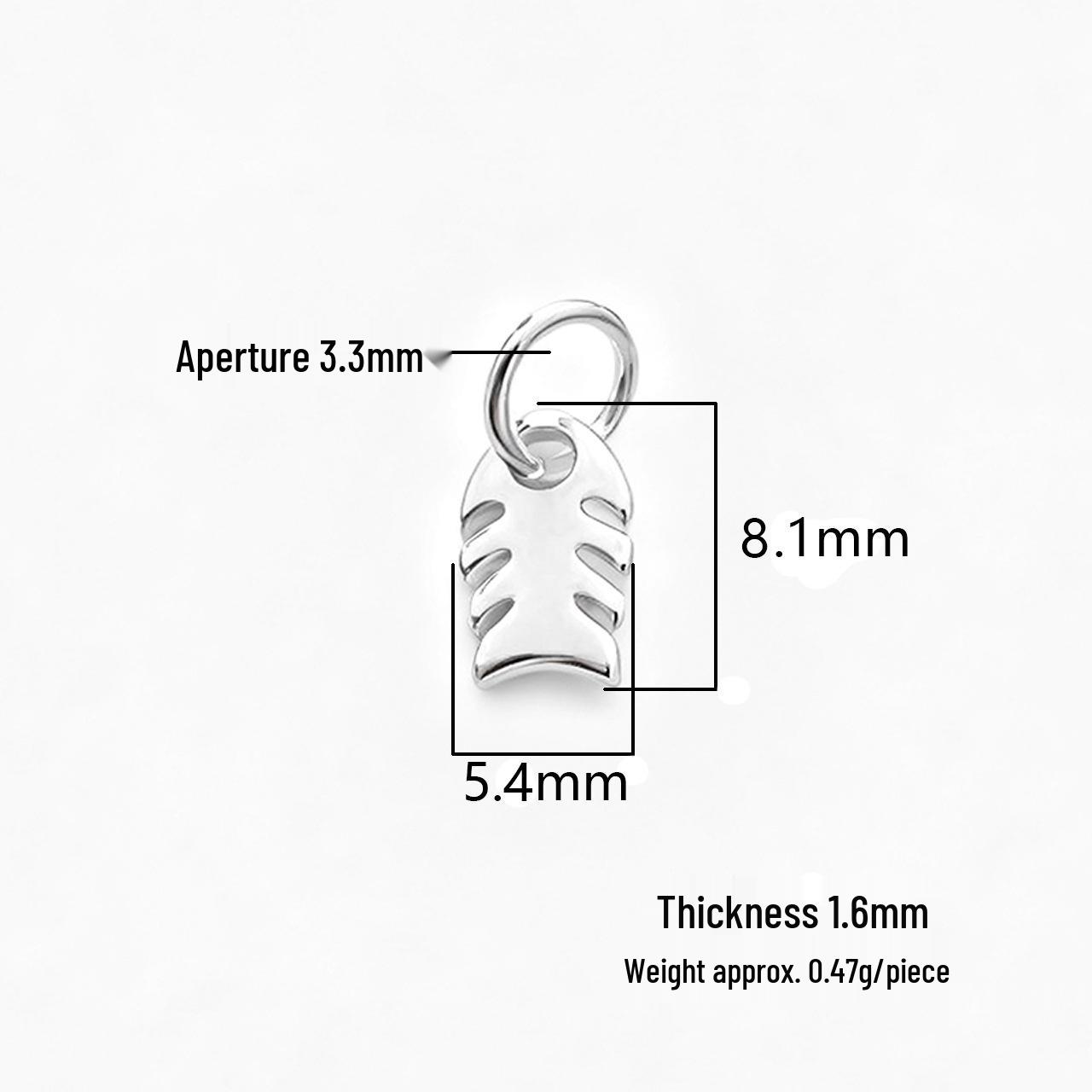 S999 Sterling Silver Fishbone Pendant - Small Fish Charm for DIY Crystal Bracelet or Necklace Beading. Sterling Silver 999