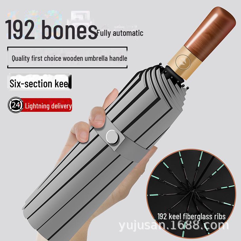 Umbrelă automată bărbătească 72-Bone: Fibre din lemn masiv, protecție UV, logo personalizat