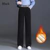 Lamb Fleece Warm Wide Leg Pants Winter High Waist Plus Fleece Thick Pants Women's Slimming Straight Slacks Loose Casual Pants