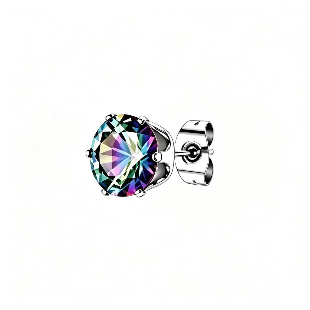 Stainless Steel Zirconia Stud Earrings: European & American Niche Design, Light Luxury, Versatile, In Stock