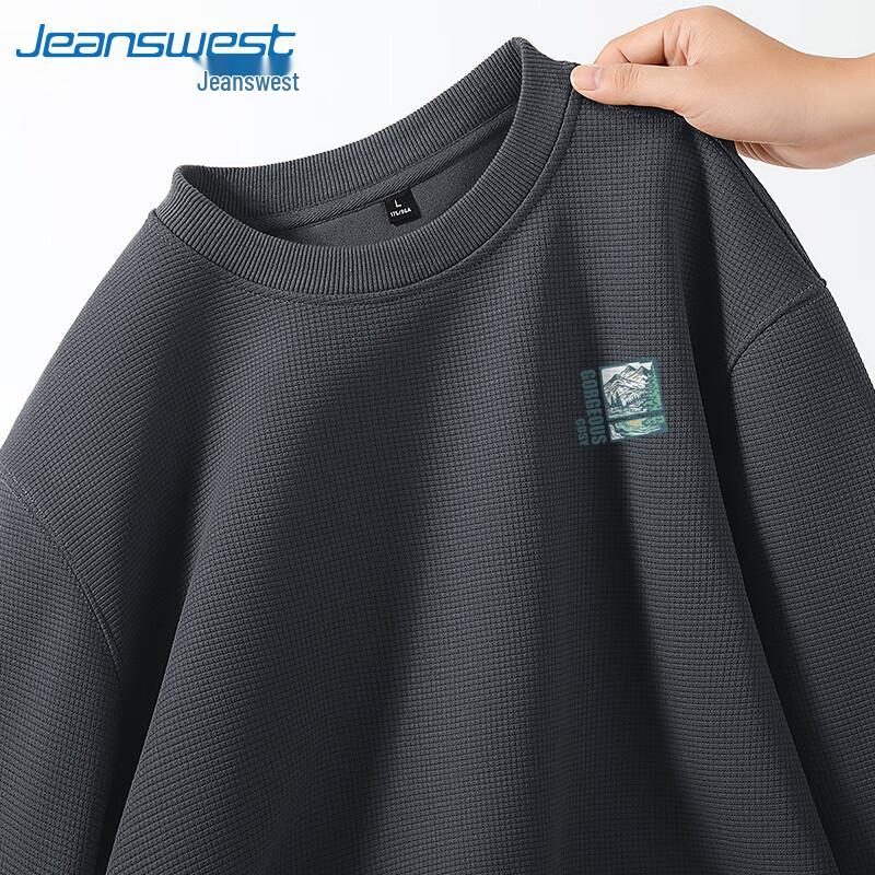 

Jeanswest Men s Heavyweight Waffle Knit Crew Neck Sweatshirt L