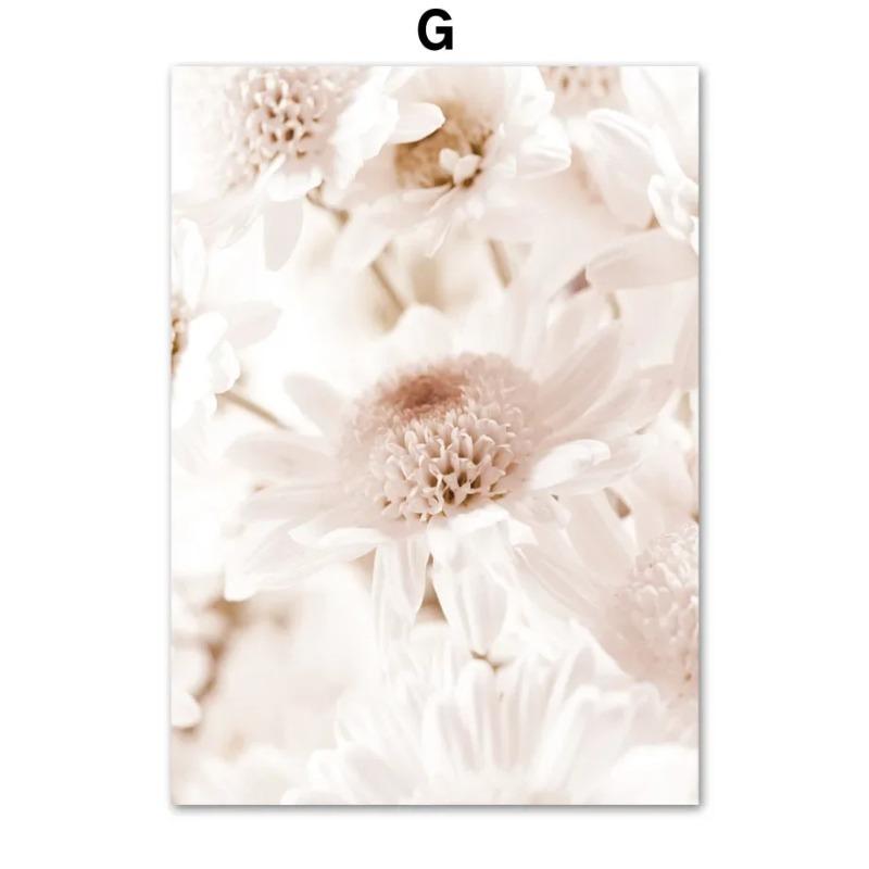 Nordic Posters And Prints Beige Dandelion Chrysanthemum Rose Wall Art Canvas Painting Living Room Home Decoration Wall Painting