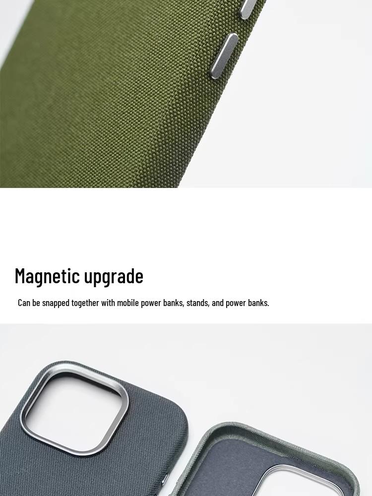 iPhone 17 Pro Max Case: Solid Color Fabric Texture, Ballistic Nylon, Magnetic Absorption, Drop Protection Cover.