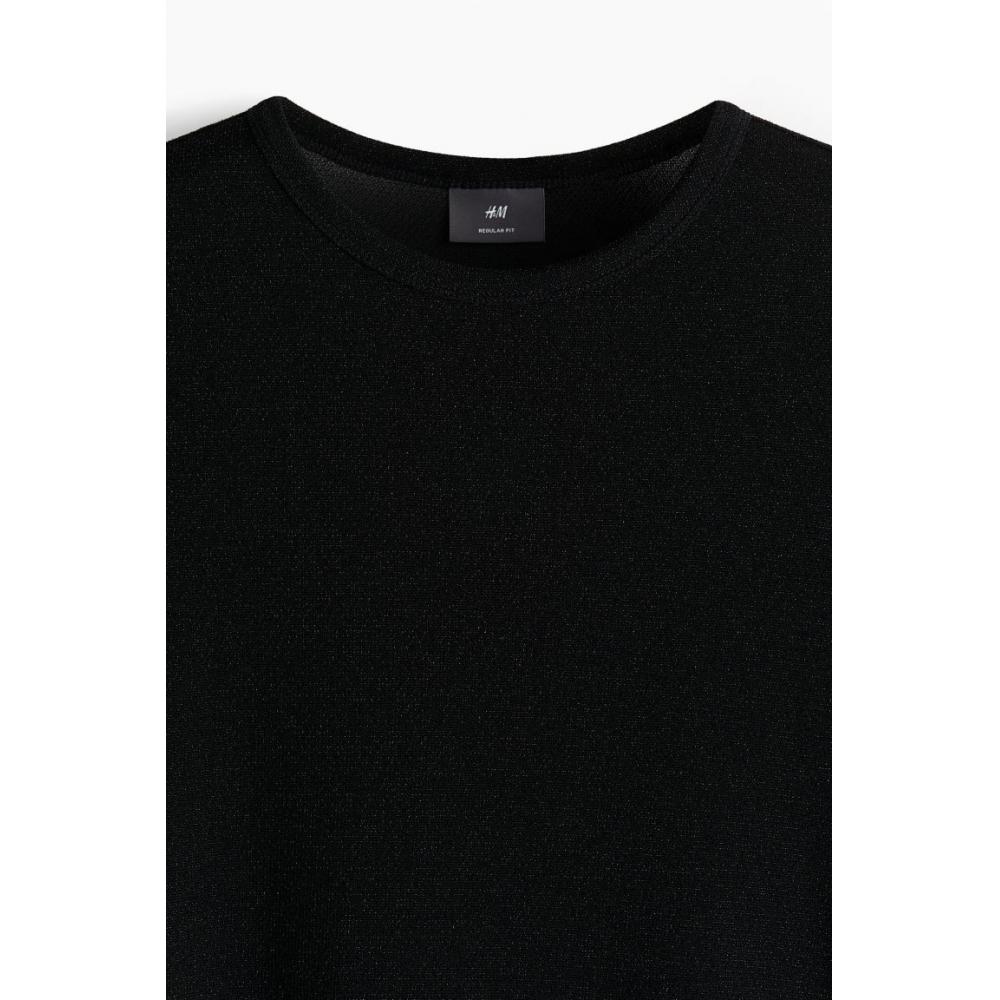 H M Regular FiT GliTTer T sHirT Black