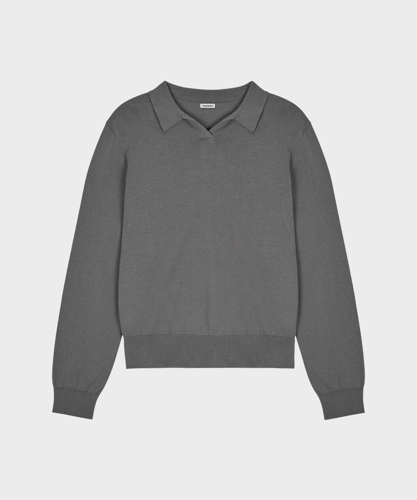 Teildeon Cotton Knit Polo Shirt Gray