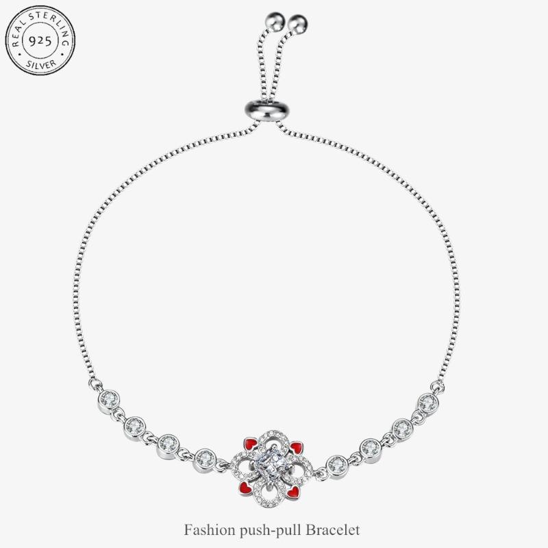 

New arrival s925 sterling silver bracelet for women lucky epoxy zircon bracelet Can be appropriately shrunk and adjusted