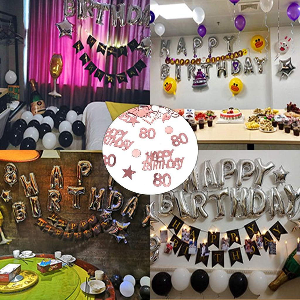 TFYU Happy Birthday Party Table Confetti - Twinkle Stars Foil Metallic Sequ & Special Events Table Scatters - 700pcs (Rose Gold) (80 Years Old)