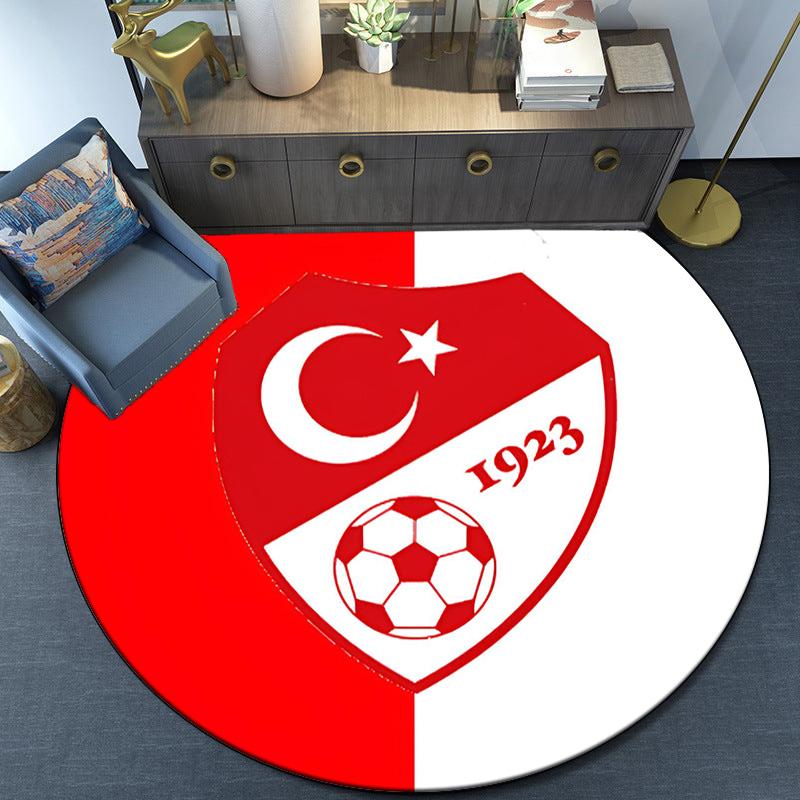 Turkish Football Emblem Round Rug for Livingroom,Bedroom, Palyroom, Chair Rug, Area Rug, Circle Carpet, Fan Christmas Gift