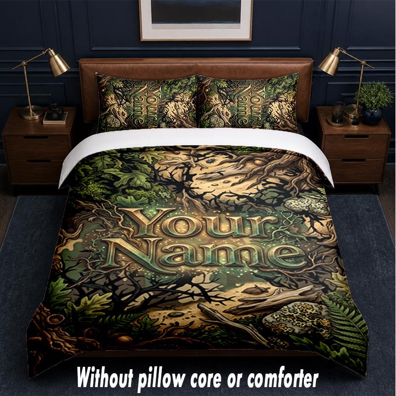 Set Biancheria da Letto 3 Pezzi Tema Magia Fantasy Testo o Nome Personalizzato, 1 Lenzuolo Sotto e 2 Federe Biancheria da Letto Personalizzata per la Casa