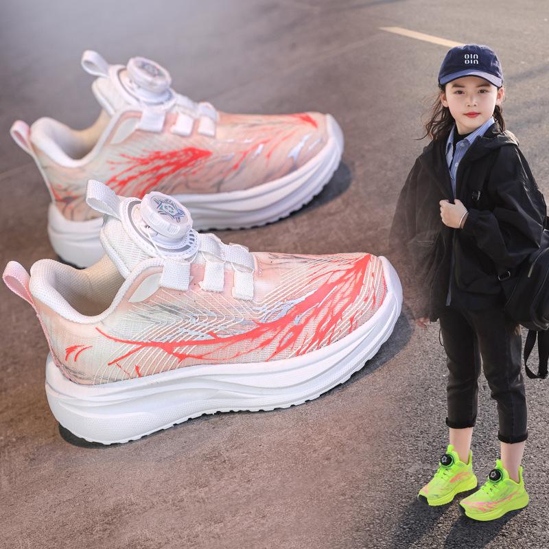 

Children s sports shoes 2025 autumn new rotating button handsome boys mesh breathable running shoes 28-33 6 pieces in one hand розовый