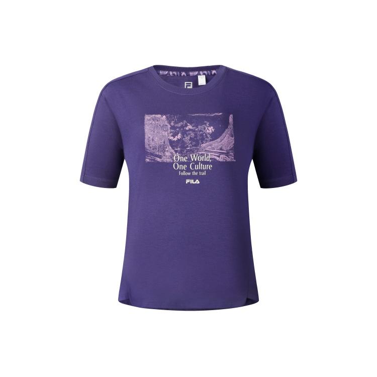 

New FILA T Shirt Women s Dark Purple A11W517111F-DP 165/84A/M
