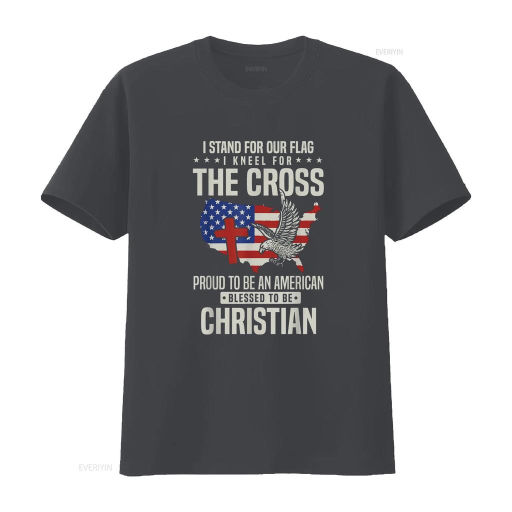 I Proudly Stand For The Flag And Kneel Cross T Shirt vintage Washed Soft Slightly Stretched Versatile fashion Casual