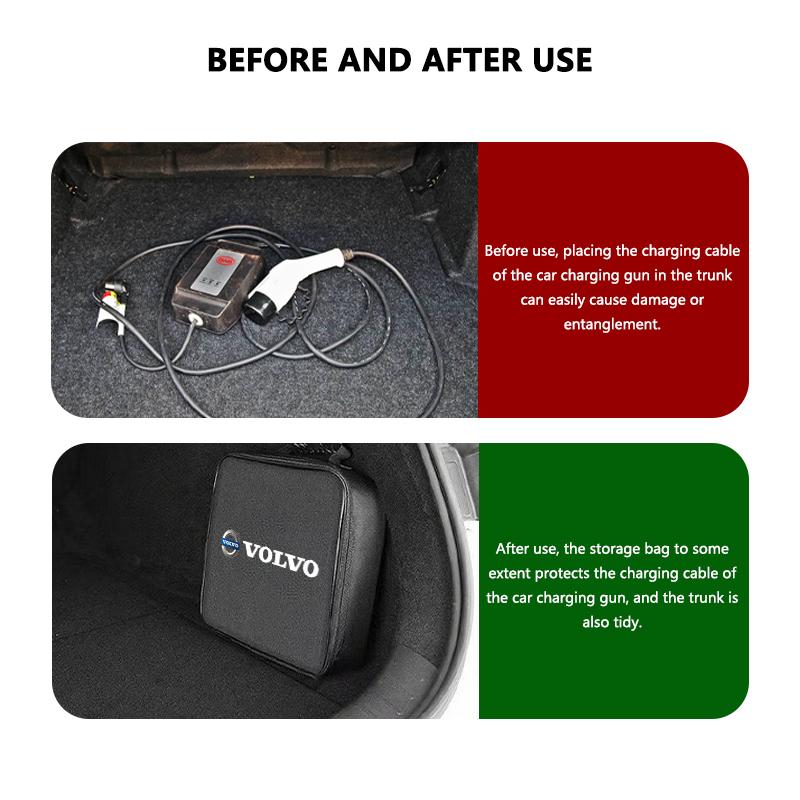 Charge Cables Fire Retardant Waterproof Equipment Storage Bag For Volvo Xc60 Xc90 V40 V60 S60 V50 V90 S80 C40 XC40 V70 XC70 C30 PY9