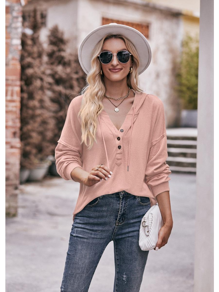 2024 Новые толстовки с капюшоном Осень-Зима Женские модные толстовки с пуговицами — фото 9