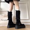 Winter Fashion Belt Buckle Knee High Boots Women Platform Heels Shoes Design Elegant Knight Long Boot