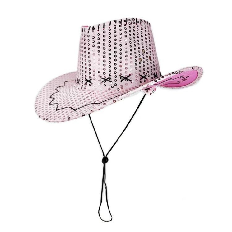 Auffällige Cowboyhüte für Karneval Themenveranstaltungen Pailletten Leichtes Partyaccessoire Bequem zu tragen